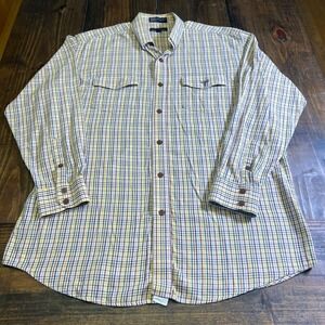 Lucchese 1883 Mens Large Plaid Button Down Shirt Western Long Sleeve Cotton VTG